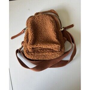 Urban Expressions Ace Sherpa Sling Crossbody Backpack Tan